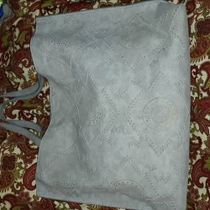 Grey totebag with stenciling diamond pattern boho hippy big gym gear work-outs